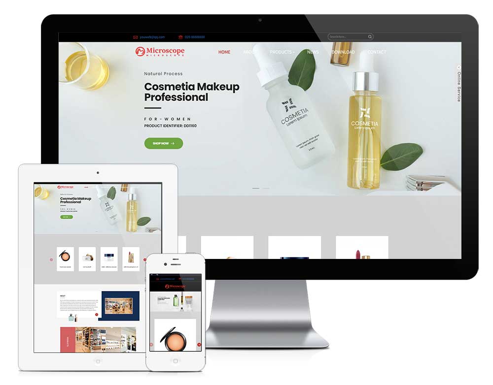 響應(yīng)式美妝美容化妝品外貿(mào)企業(yè)網(wǎng)站模板