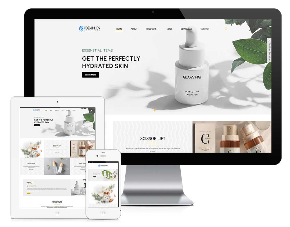 響應(yīng)式美容護(hù)膚用品外貿(mào)企業(yè)網(wǎng)站模板